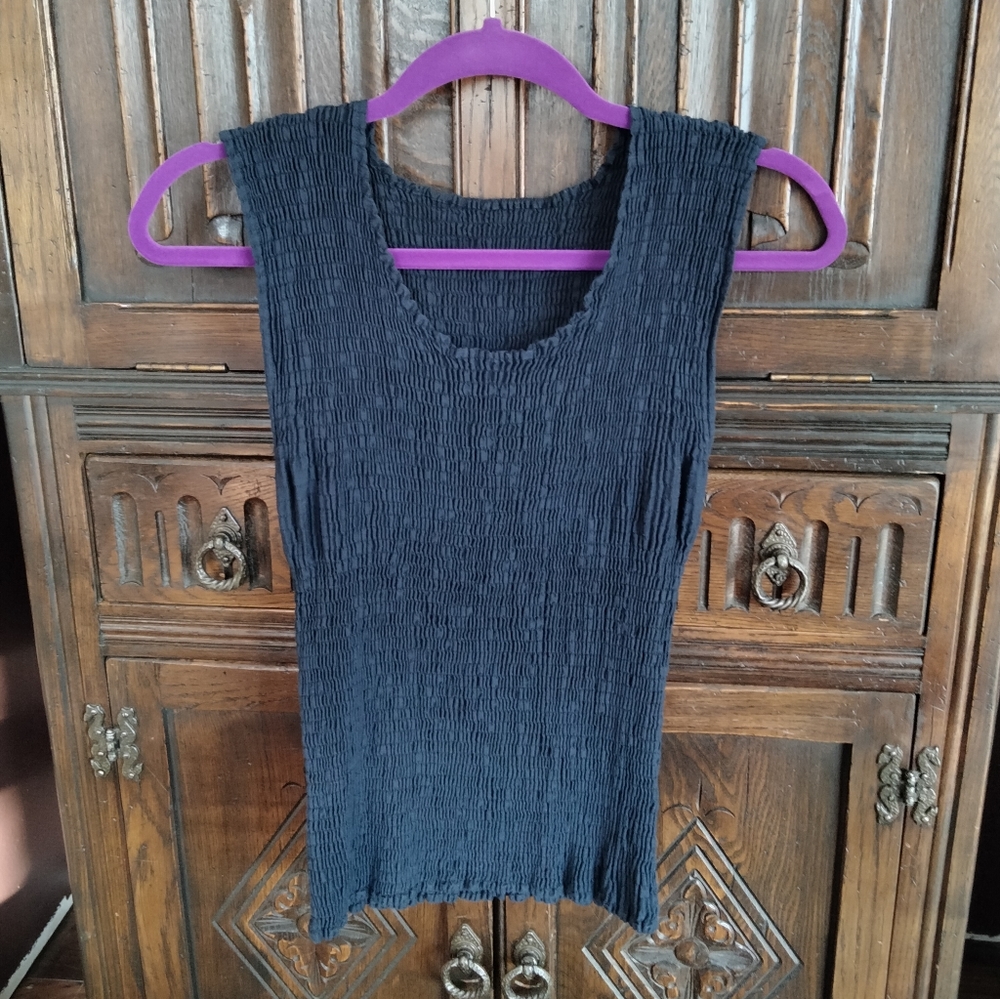 Issey Misyake Navy Blue Sleeveless Top